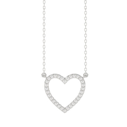 LADIES NECKLACE 0.10CT ROUND DIAMOND 10K WHITE GOLD