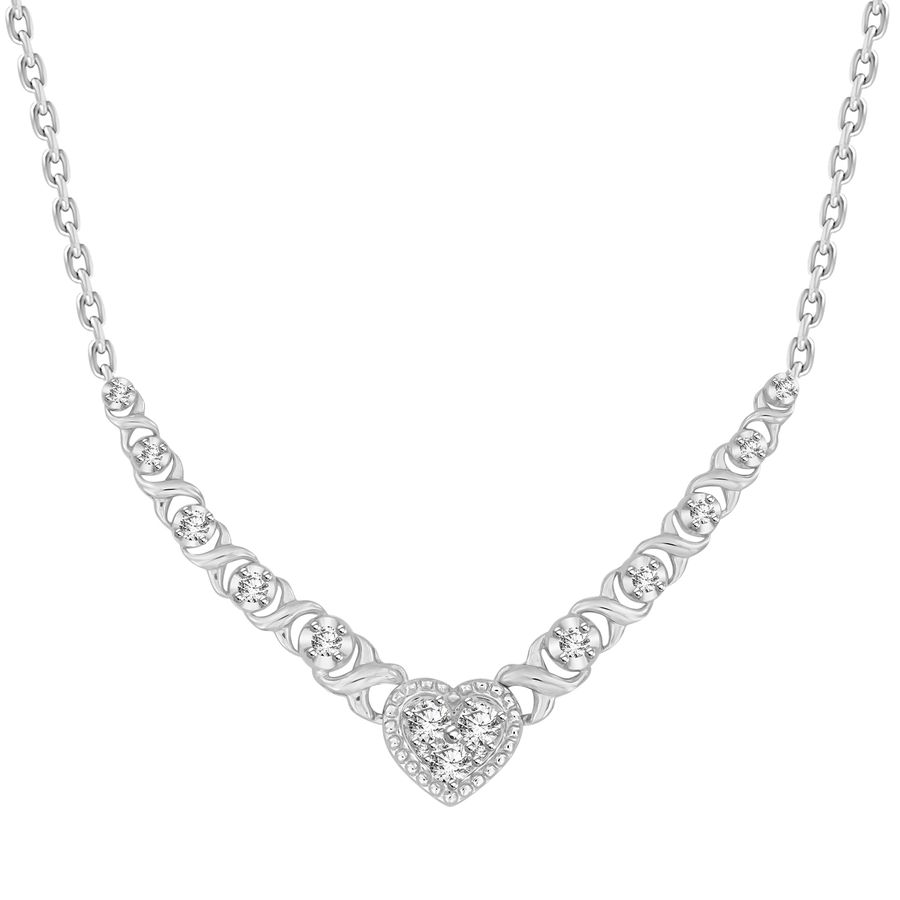 LADIES NECKLACE 0.35CT ROUND DIAMOND 10K WHITE GOLD 1 LADIES NECKLACE 0.35CT ROUND DIAMOND 10K WHITE GOLD - Image 1