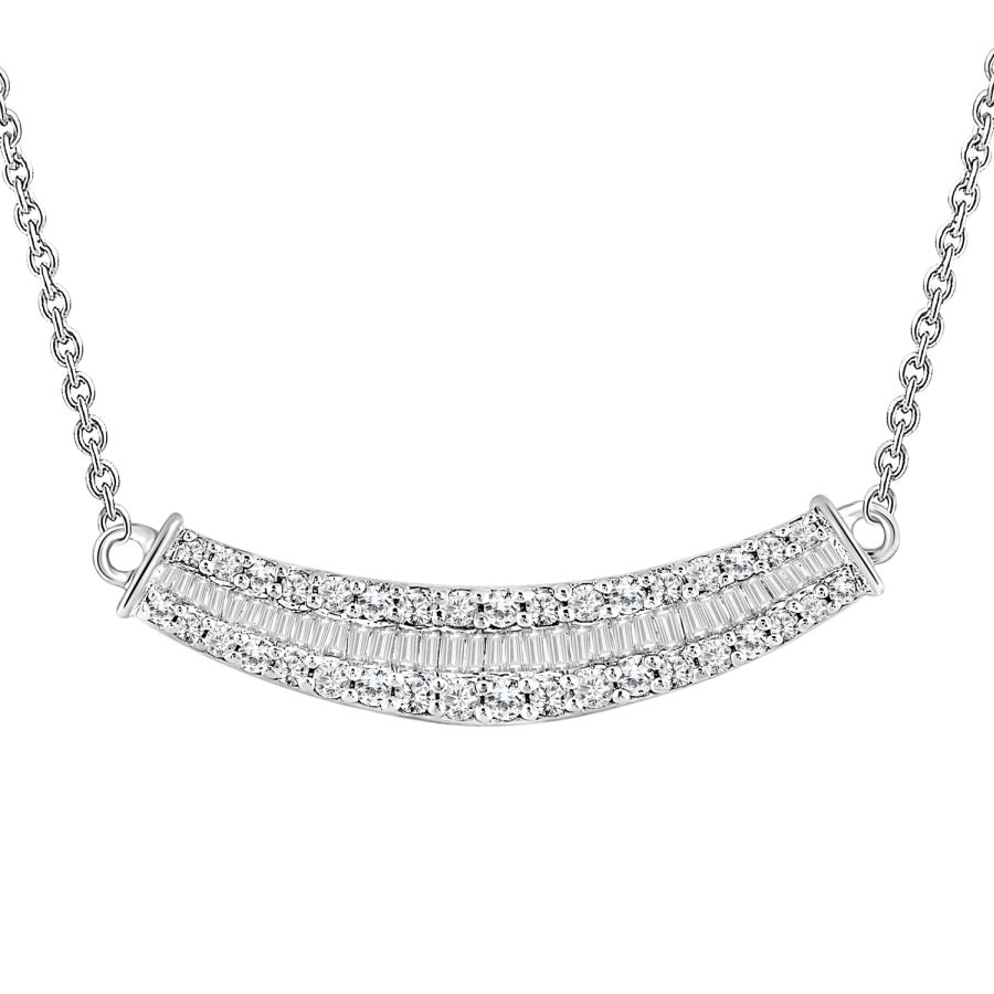 LADIES NECKLACE 0.50CT ROUND/BAGUETTE DIAMOND 14K WHITE GOLD (SI QUALITY) 1 LADIES NECKLACE 0.50CT ROUND/BAGUETTE DIAMOND 14K WHITE GOLD (SI QUALITY) - Image 1