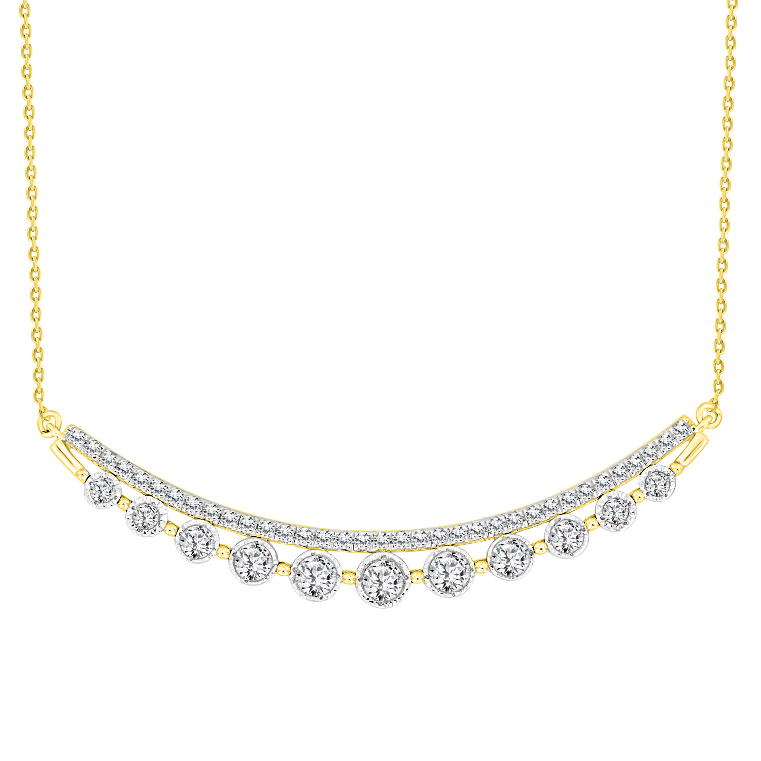 LADIES NECKLACE 0.75CT ROUND DIAMOND 14K YELLOW GOLD 1 LADIES NECKLACE 0.75CT ROUND DIAMOND 14K YELLOW GOLD - Image 1