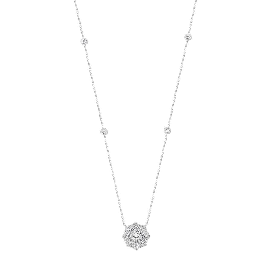LADIES NECKLACE 1.00CT ROUND DIAMOND 14K WHITE GOLD (SI QUALITY) 1 LADIES NECKLACE 1.00CT ROUND DIAMOND 14K WHITE GOLD (SI QUALITY) - Image 1