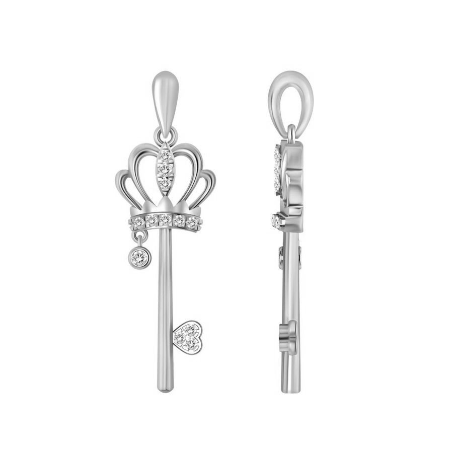 LADIES PENDANT 0.10CT ROUND DIAMOND 10K WHITE GOLD 1 LADIES PENDANT 0.10CT ROUND DIAMOND 10K WHITE GOLD - Image 1