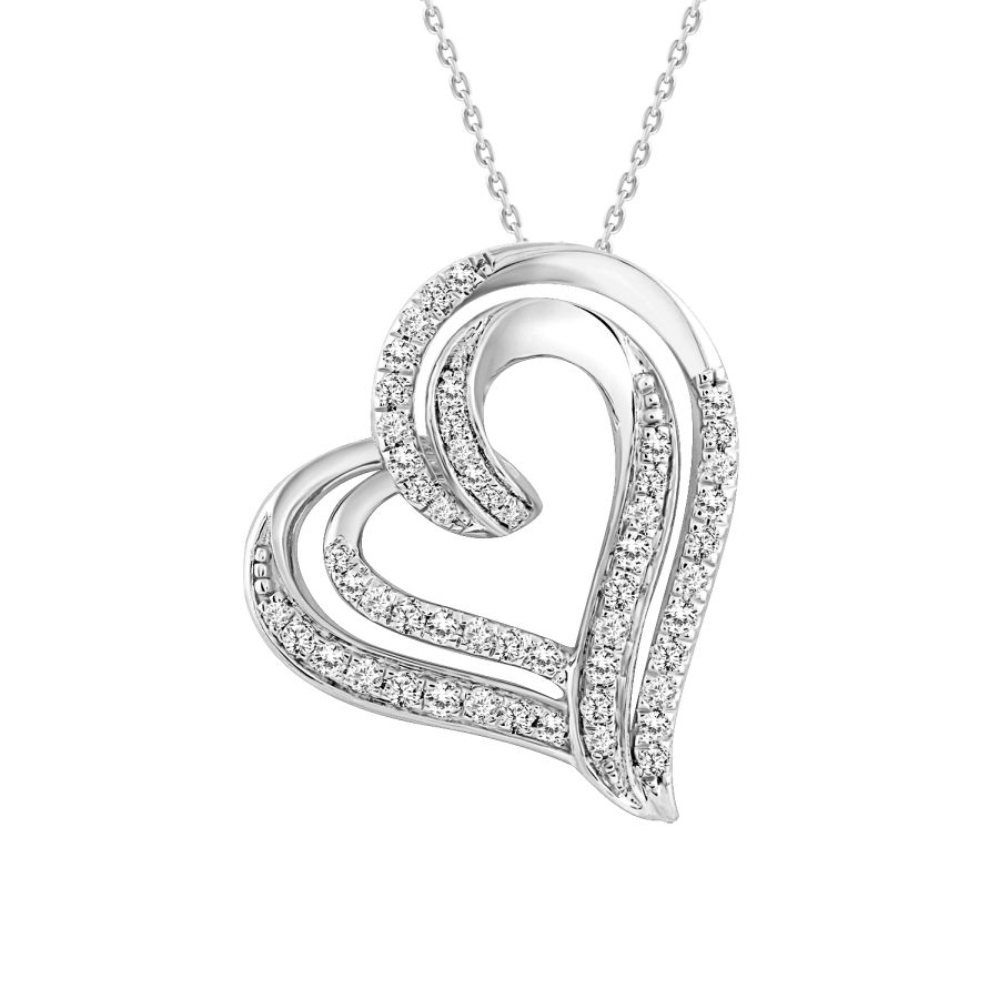 LADIES PENDANT 0.25CT ROUND DIAMOND 10K WHITE GOLD 1 LADIES PENDANT 0.25CT ROUND DIAMOND 10K WHITE GOLD - Image 1