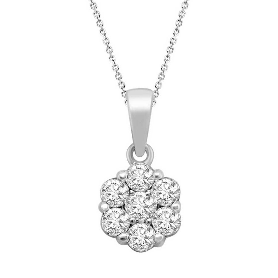 LADIES PENDANT WITH CHAIN 0.33CT ROUND DIAMOND 10K WHITE GOLD 1 LADIES PENDANT WITH CHAIN 0.33CT ROUND DIAMOND 10K WHITE GOLD - Image 1