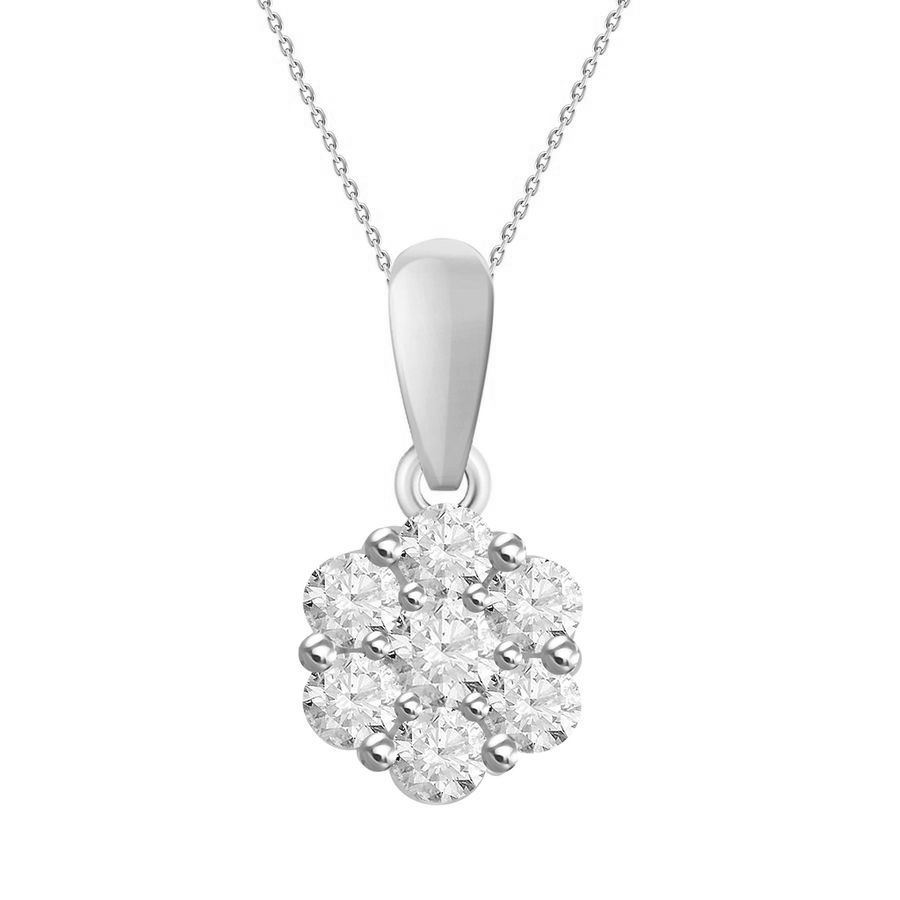 LADIES PENDANT WITH CHAIN 0.50CT ROUND DIAMOND 10K WHITE GOLD 1 LADIES PENDANT WITH CHAIN 0.50CT ROUND DIAMOND 10K WHITE GOLD - Image 1