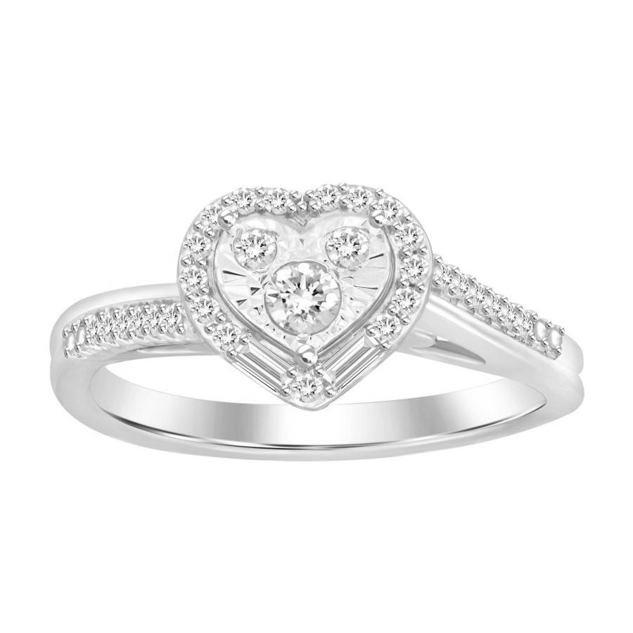 LADIES RING 0.25CT ROUND/BAGUETTE DIAMOND 10K WHITE GOLD 1 LADIES RING 0.25CT ROUND/BAGUETTE DIAMOND 10K WHITE GOLD - Image 1