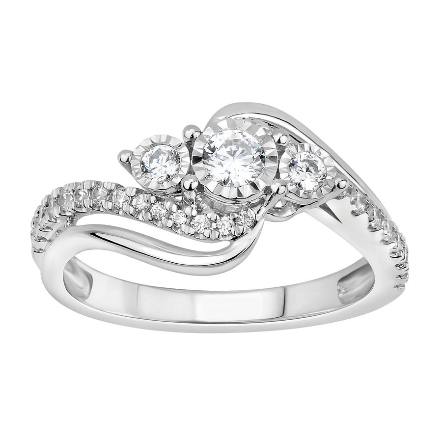 LADIES RING 0.50CT ROUND DIAMOND 10K WHITE GOLD 1 LADIES RING 0.50CT ROUND DIAMOND 10K WHITE GOLD - Image 1