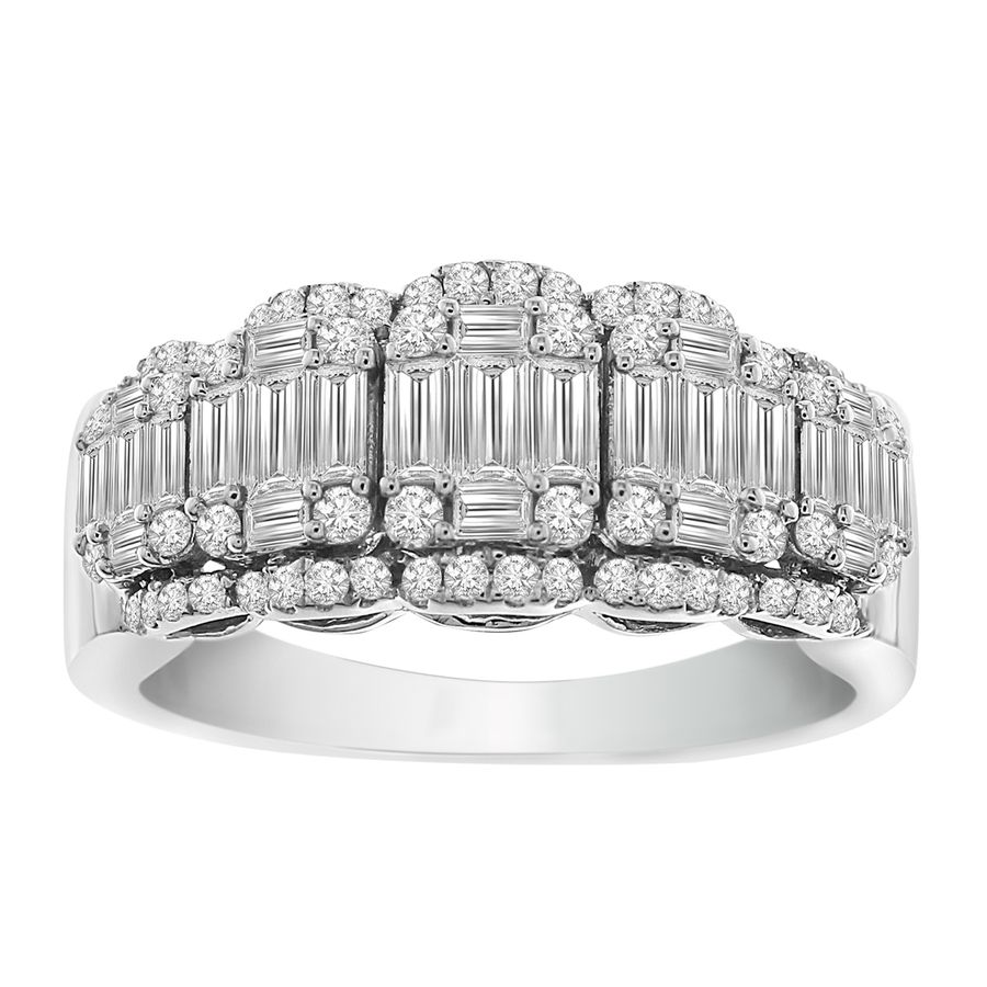 LADIES RING 1.00CT ROUND/BAGUETTE DIAMOND 14K WHITE GOLD 1 LADIES RING 1.00CT ROUND/BAGUETTE DIAMOND 14K WHITE GOLD - Image 1