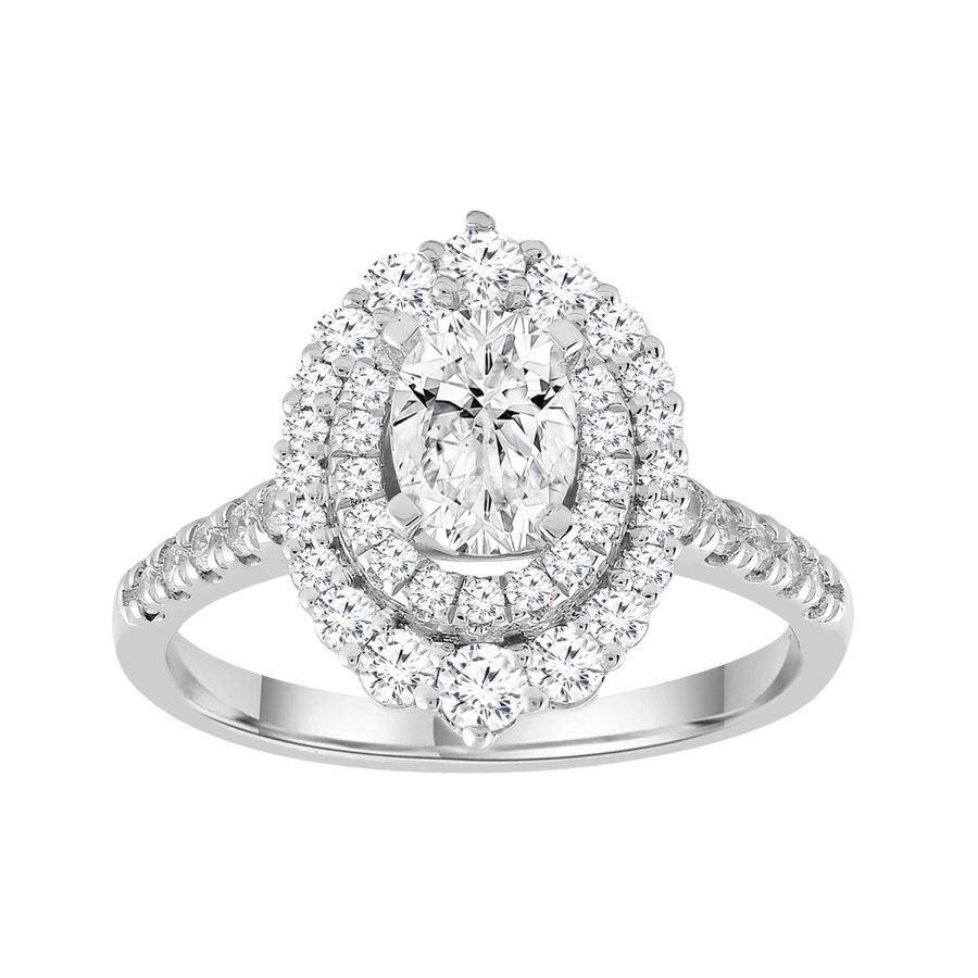 LADIES RING SEMI MOUNT 0.75CT ROUND DIAMOND 14K WHITE GOLD (CENTER STONE 1.00CT OVAL DIAMOND) 1 LADIES RING SEMI MOUNT 0.75CT ROUND DIAMOND 14K WHITE GOLD (CENTER STONE 1.00CT OVAL DIAMOND) - Image 1