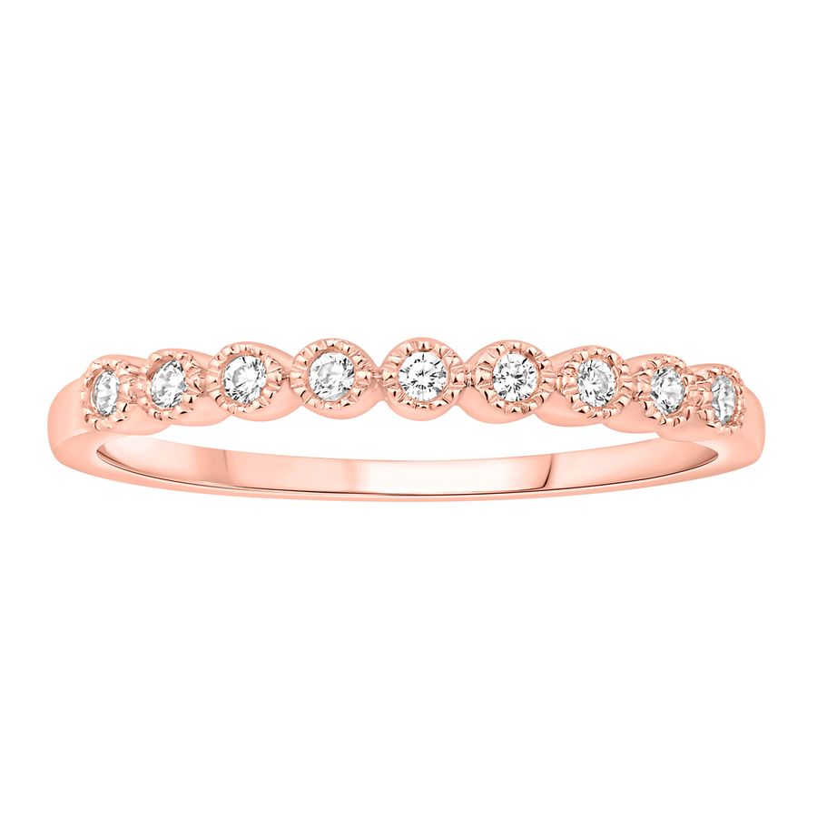 LADIES STACKABLE BAND 0.11CT ROUND DIAMOND 10K ROSE GOLD 1 LADIES STACKABLE BAND 0.11CT ROUND DIAMOND 10K ROSE GOLD - Image 1