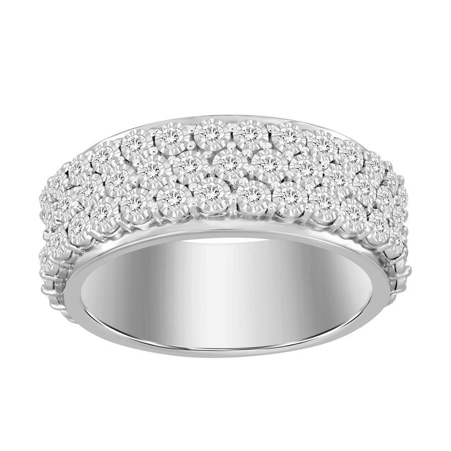 MEN'S BAND 1.00CT ROUND DIAMOND 10K WHITE GOLD 1 MEN'S BAND 1.00CT ROUND DIAMOND 10K WHITE GOLD - Image 1