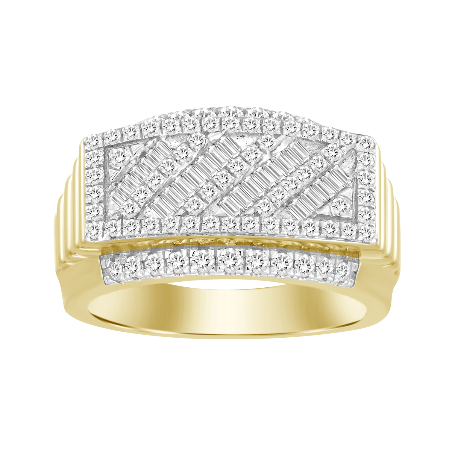 MEN'S BAND 1.00CT ROUND/BAGUETTE DIAMOND 10K YELLOW GOLD 1 MEN'S BAND 1.00CT ROUND/BAGUETTE DIAMOND 10K YELLOW GOLD - Image 1
