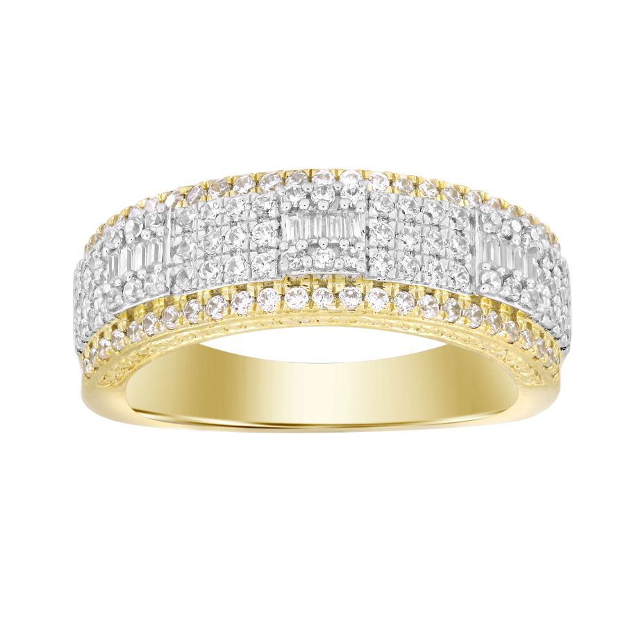 MEN'S BAND 1.00CT ROUND/BAGUETTE DIAMOND 10K YELLOW GOLD 1 MEN'S BAND 1.00CT ROUND/BAGUETTE DIAMOND 10K YELLOW GOLD - Image 1