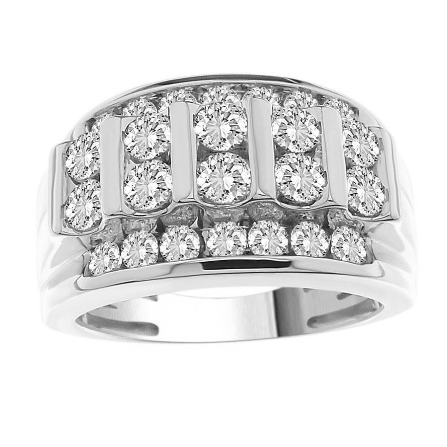 MEN'S BAND 2.00CT ROUND DIAMOND 10K WHITE GOLD 1 MEN'S BAND 2.00CT ROUND DIAMOND 10K WHITE GOLD - Image 1