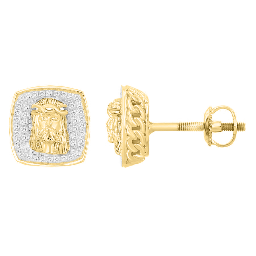 MEN'S STUD EARRINGS 0.25CT ROUND DIAMOND 10K YELLOW GOLD 1 MEN'S STUD EARRINGS 0.25CT ROUND DIAMOND 10K YELLOW GOLD - Image 1