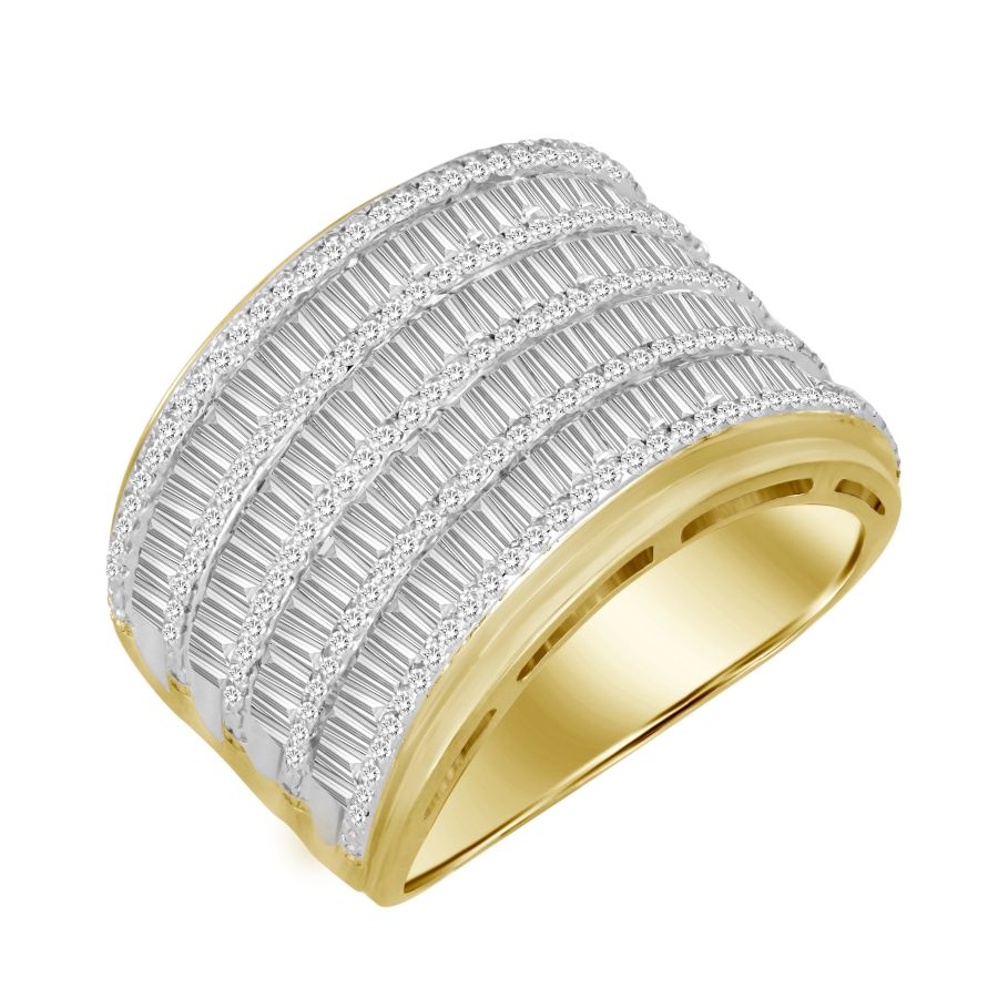 MEN'S RING 2.00CT ROUND/BAGUETTE DIAMOND 10K YELLOW GOLD 1 MEN'S RING 2.00CT ROUND/BAGUETTE DIAMOND 10K YELLOW GOLD - Image 1