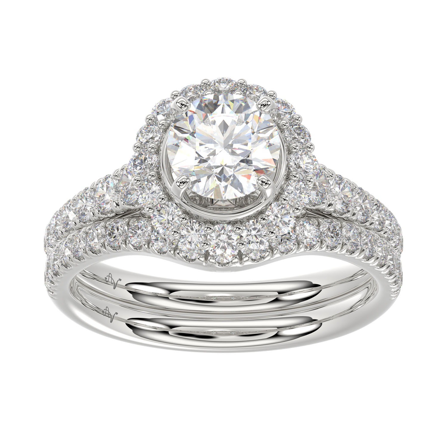 LADIES SEMI MOUNT BRIDAL SET 1.00CT ROUND DIAMOND 14K WHITE GOLD (SI QUALITY) (CENTER STONE 1.00CT ROUND DIAMOND) 1 LADIES SEMI MOUNT BRIDAL SET 1.00CT ROUND DIAMOND 14K WHITE GOLD (SI QUALITY) (CENTER STONE 1.00CT ROUND DIAMOND) - Image 1