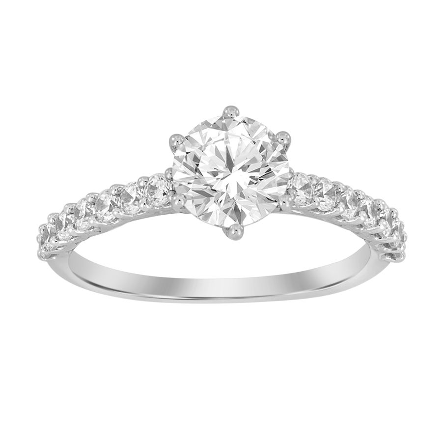 LADIES SEMI MOUNT RING 0.50CT ROUND DIAMOND 14K WHITE GOLD (CENTER STONE 1.00CT ROUND DIAMOND) 1 LADIES SEMI MOUNT RING 0.50CT ROUND DIAMOND 14K WHITE GOLD (CENTER STONE 1.00CT ROUND DIAMOND) - Image 1