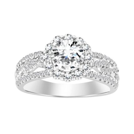 LADIES SEMI MOUNT RING 0.75CT ROUND DIAMOND 14K WHITE GOLD