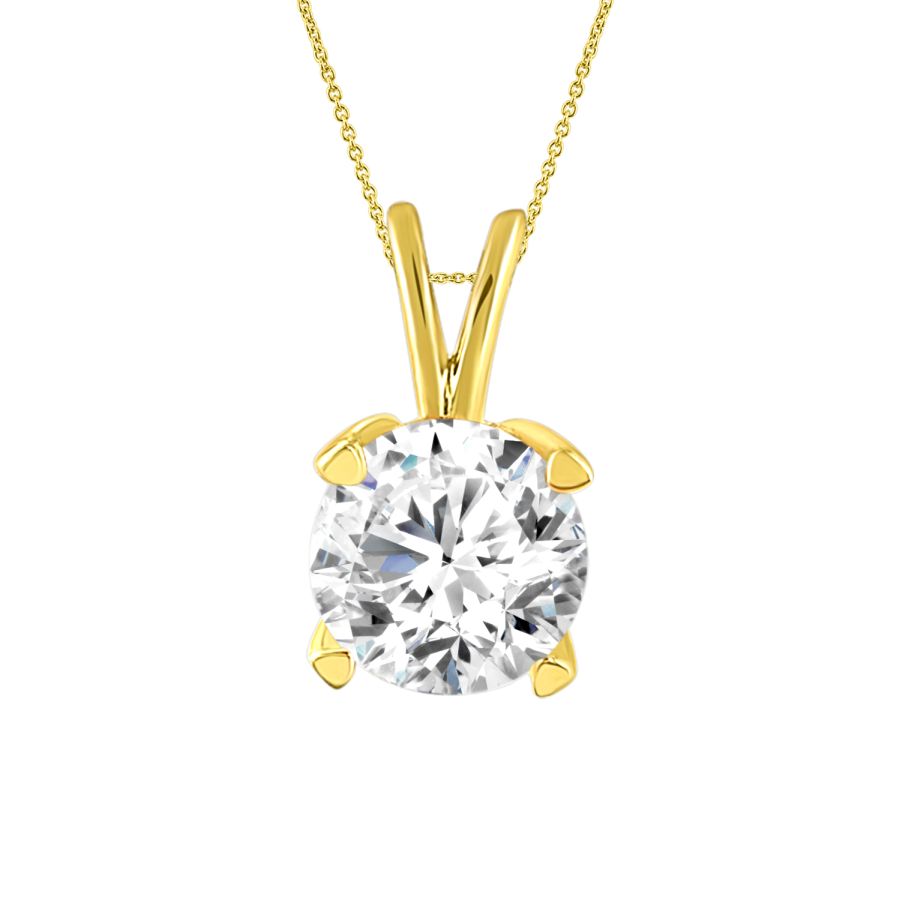 SOLITAIRE LADIES PENDANTS WITH CHAIN 0.25CT ROUND DIAMOND 14K YELLOW GOLD 1 SOLITAIRE LADIES PENDANTS WITH CHAIN 0.25CT ROUND DIAMOND 14K YELLOW GOLD - Image 1