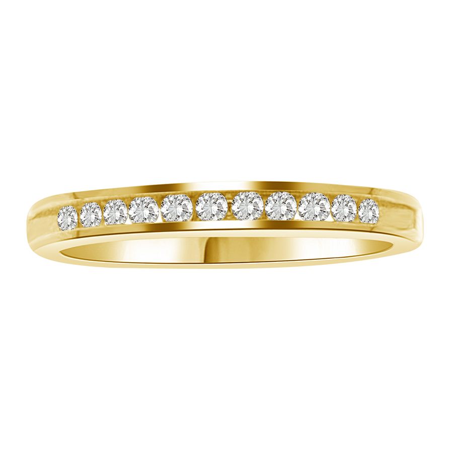 LADIES BAND 0.15CT ROUND DIAMOND 14K YELLOW GOLD 1 LADIES BAND 0.15CT ROUND DIAMOND 14K YELLOW GOLD - Image 1