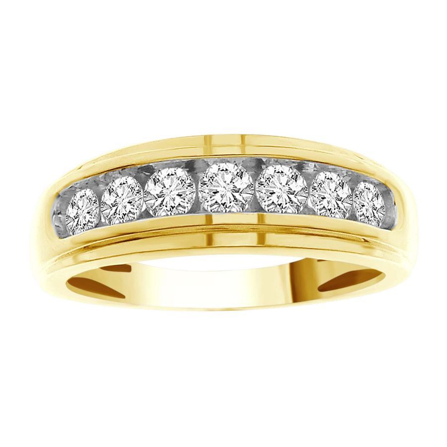MEN'S BAND 0.75CT ROUND DIAMOND 10K YELLOW GOLD 1 MEN'S BAND 0.75CT ROUND DIAMOND 10K YELLOW GOLD - Image 1