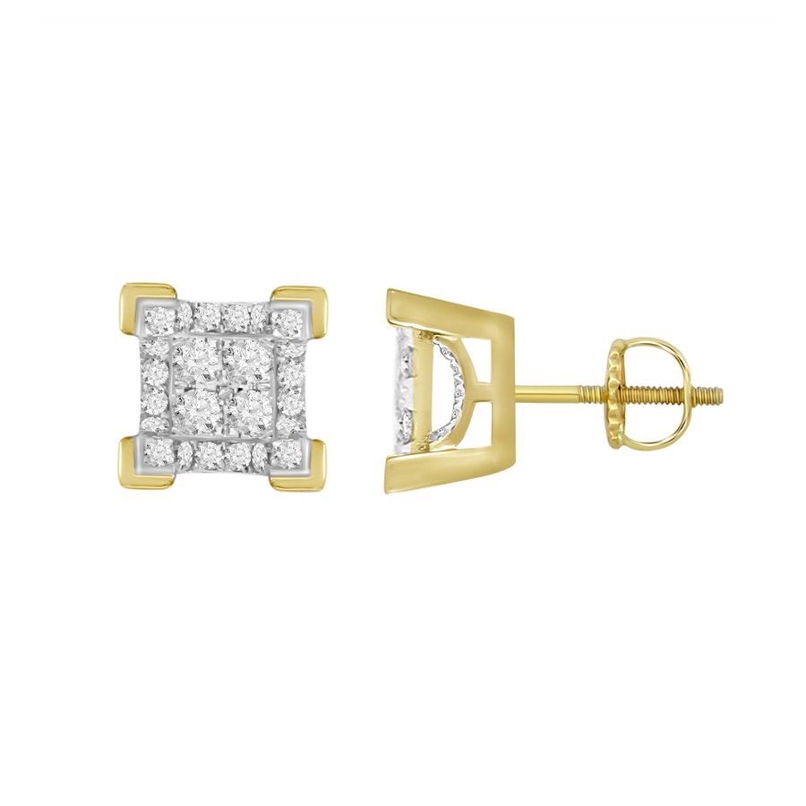 LADIES STUD EARRINGS 0.25CT ROUND DIAMOND 10K YELLOW GOLD 1 LADIES STUD EARRINGS 0.25CT ROUND DIAMOND 10K YELLOW GOLD - Image 1