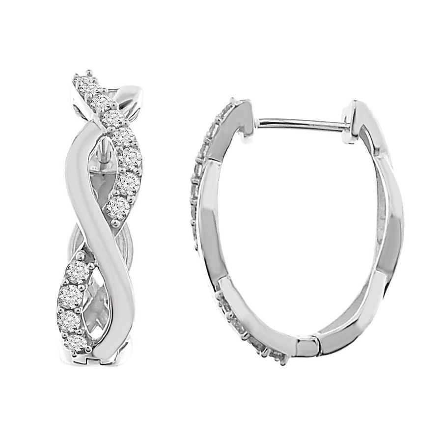 LADIES EARRINGS 0.50CT ROUND DIAMOND 10K WHITE GOLD 1 LADIES EARRINGS 0.50CT ROUND DIAMOND 10K WHITE GOLD - Image 1