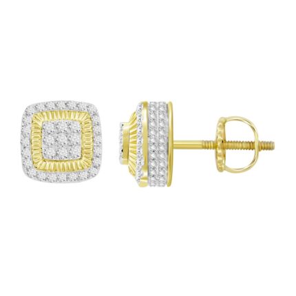 LADIES STUD EARRINGS 0.50CT ROUND DIAMOND 10K YELLOW GOLD