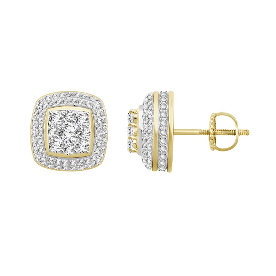 LADIES STUD EARRINGS 1.00CT ROUND DIAMOND 10K YELLOW GOLD 1 LADIES STUD EARRINGS 1.00CT ROUND DIAMOND 10K YELLOW GOLD - Image 1