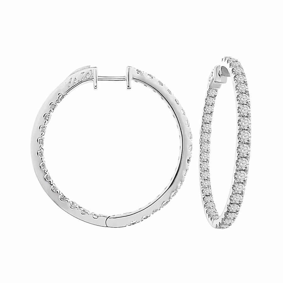 LADIES HOOP EARRINGS 5.00CT ROUND DIAMOND 14K WHITE GOLD (SI QUALITY) 1 LADIES HOOP EARRINGS 5.00CT ROUND DIAMOND 14K WHITE GOLD (SI QUALITY) - Image 1