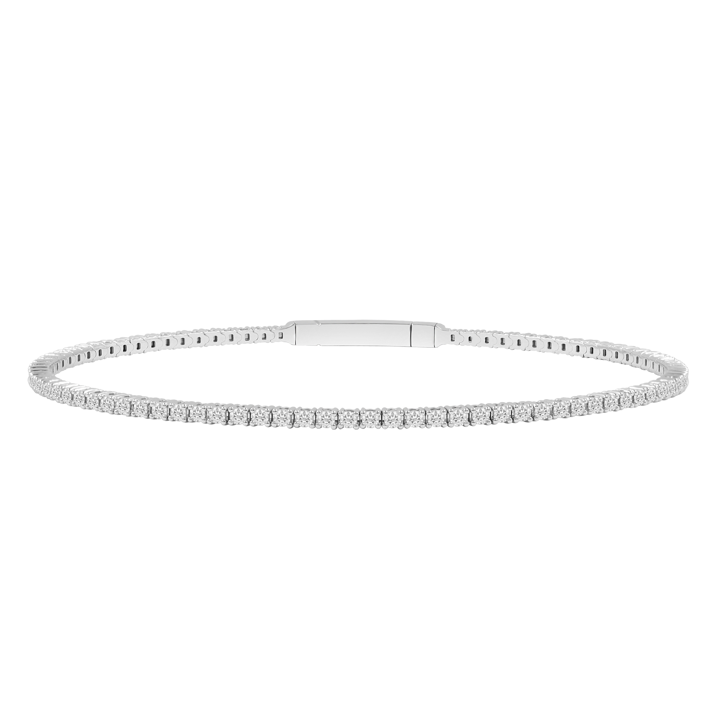LADIES FULL FLEXIBLE BANGLE 2.00CT ROUND DIAMOND 14K WHITE GOLD 1 LADIES FULL FLEXIBLE BANGLE 2.00CT ROUND DIAMOND 14K WHITE GOLD - Image 1