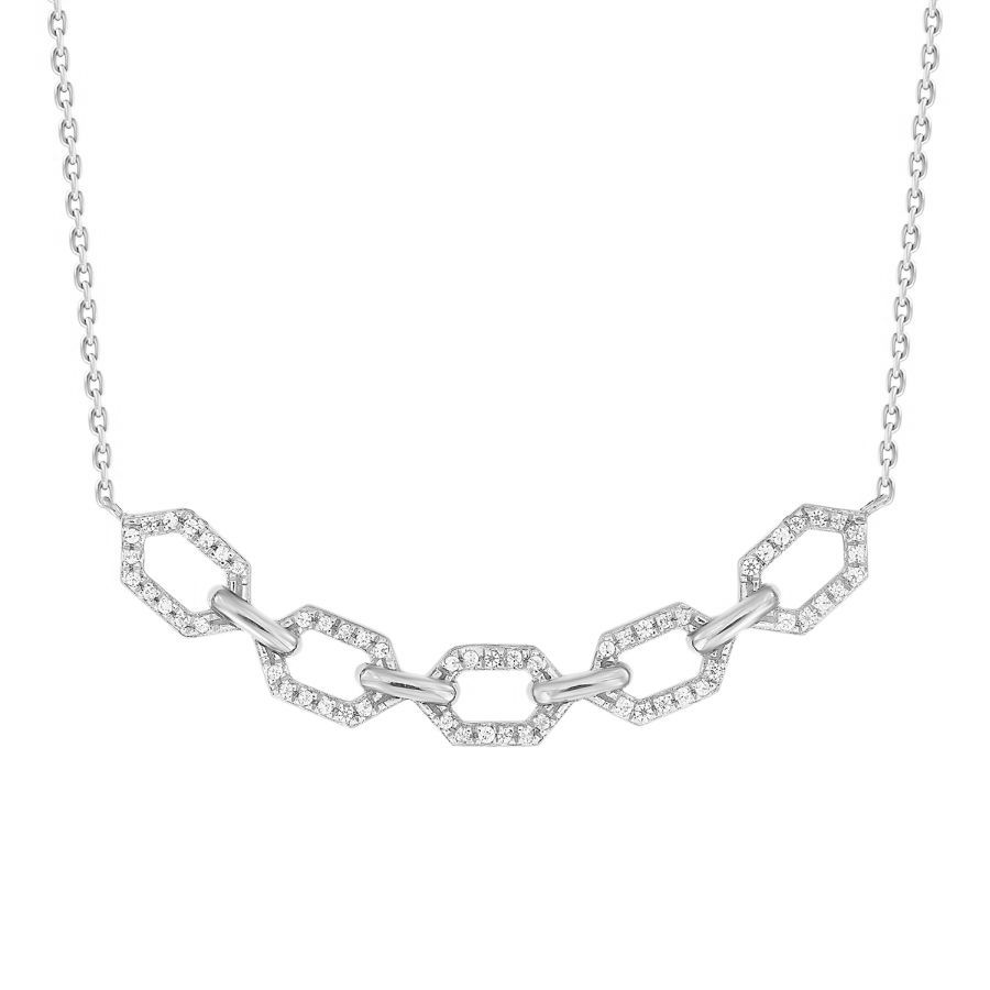 LADIES NECKLACE 0.16CT ROUND DIAMOND 10K WHITE GOLD 1 LADIES NECKLACE 0.16CT ROUND DIAMOND 10K WHITE GOLD - Image 1