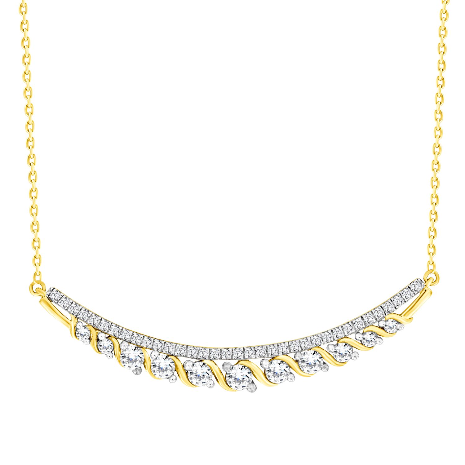 LADIES NECKLACE 0.75CT ROUND DIAMOND 14K YELLOW GOLD 1 LADIES NECKLACE 0.75CT ROUND DIAMOND 14K YELLOW GOLD - Image 1
