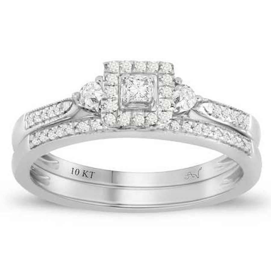 LADIES RING 0.25CT ROUND/PRINCESS DIAMOND 10K WHITE GOLD 1 LADIES RING 0.25CT ROUND/PRINCESS DIAMOND 10K WHITE GOLD - Image 1