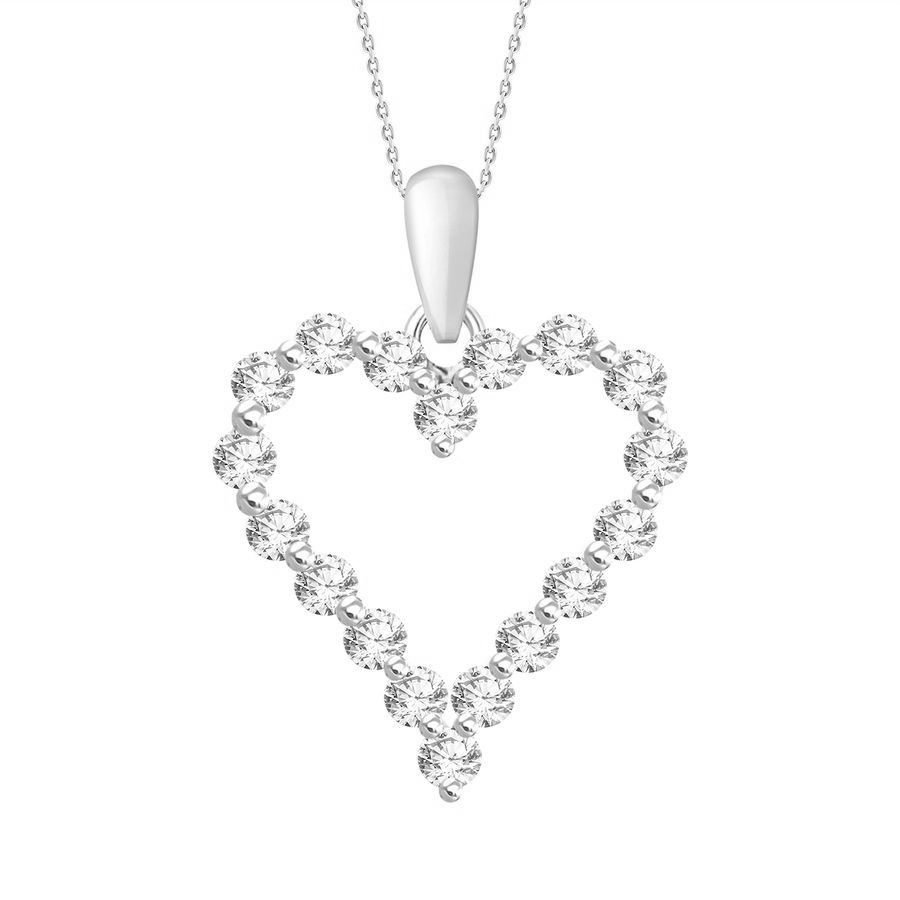 LADIES HEART PENDANT 0.25CT ROUND DIAMOND 14K WHITE GOLD (SI QUALITY) 1 LADIES HEART PENDANT 0.25CT ROUND DIAMOND 14K WHITE GOLD (SI QUALITY) - Image 1