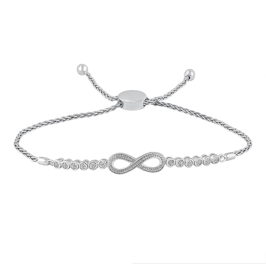 LADIES BRACELET 0.15CT ROUND DIAMOND STERLING SILVER/WHITE GOLD 1 LADIES BRACELET 0.15CT ROUND DIAMOND STERLING SILVER/WHITE GOLD - Image 1