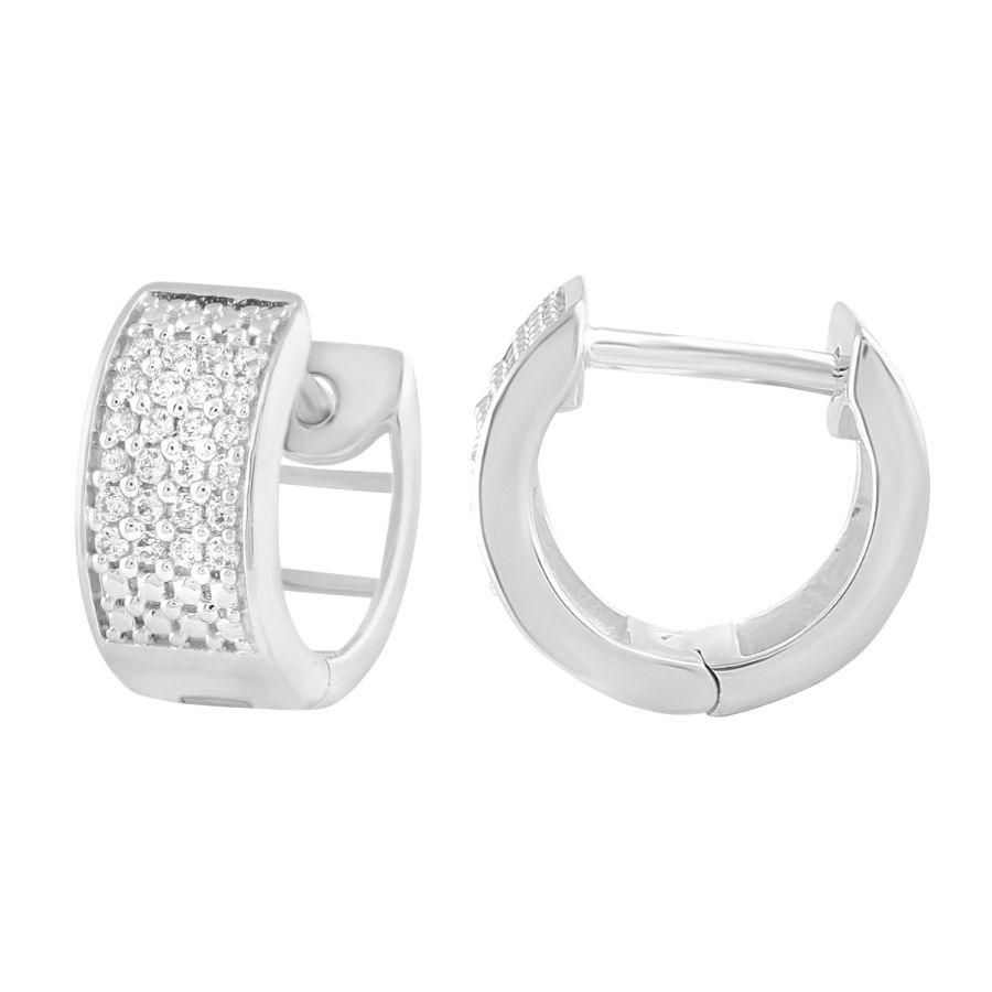 MEN'S HOOP EARRINGS 0.15CT ROUND DIAMOND 10K WHITE GOLD 1 MEN'S HOOP EARRINGS 0.15CT ROUND DIAMOND 10K WHITE GOLD - Image 1