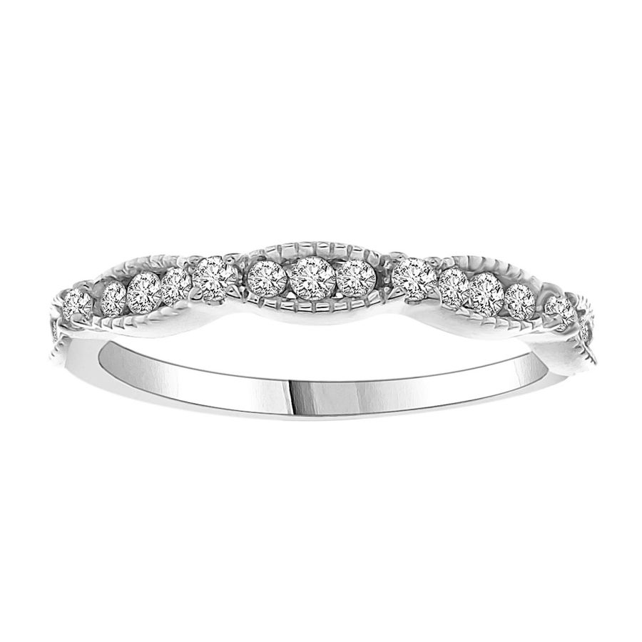LADIES STACKABLE BAND 0.25CT ROUND DIAMOND 10K WHITE GOLD 1 LADIES STACKABLE BAND 0.25CT ROUND DIAMOND 10K WHITE GOLD - Image 1