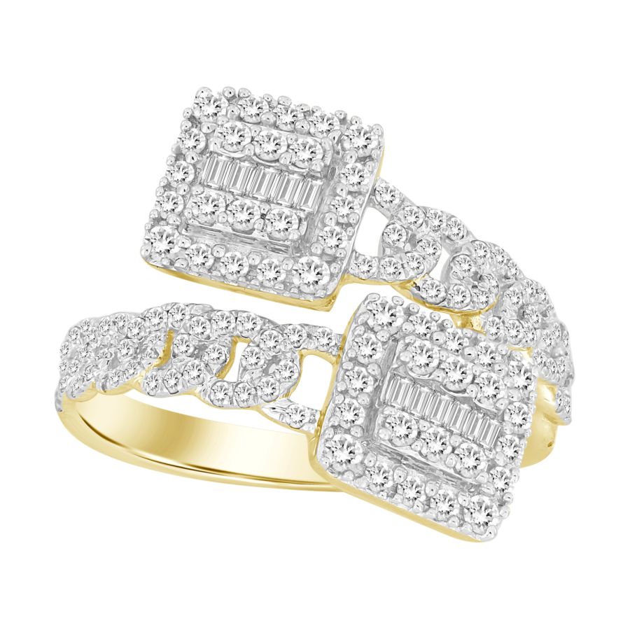 LADIES BAND 0.75CT ROUND/BAGUETTE DIAMOND 14K YELLOW GOLD 1 LADIES BAND 0.75CT ROUND/BAGUETTE DIAMOND 14K YELLOW GOLD - Image 1