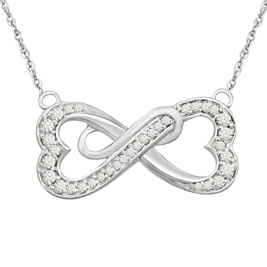 LADIES NECKLACE 0.20CT ROUND DIAMOND STERLING SILVER/WHITE GOLD 1 LADIES NECKLACE 0.20CT ROUND DIAMOND STERLING SILVER/WHITE GOLD - Image 1