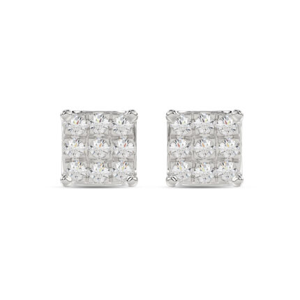 LADIES EARRING 0.25CT ROUND DIAMOND 10K WHITE GOLD