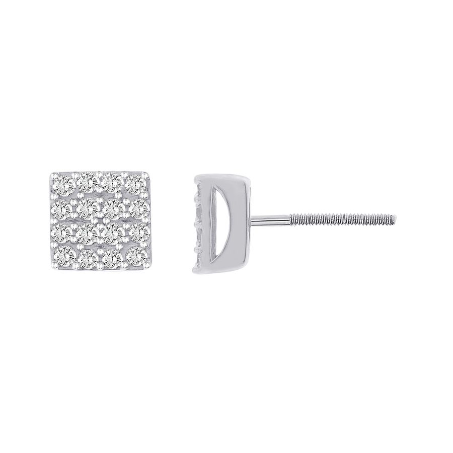 LADIES EARRING 0.50CT ROUND DIAMOND 10K WHITE GOLD 1 LADIES EARRING 0.50CT ROUND DIAMOND 10K WHITE GOLD - Image 1