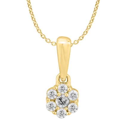 LADIES PENDANT WITH CHAIN 0.15CT ROUND DIAMOND 14K YELLOW GOLD (SI QUALITY)