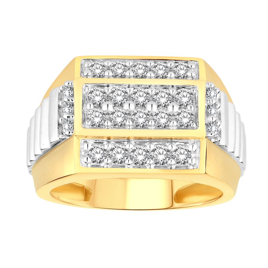 MEN'S RING 1.00CT ROUND DIAMOND 10K WHITE/YELLOW GOLD 1 MEN'S RING 1.00CT ROUND DIAMOND 10K WHITE/YELLOW GOLD - Image 1