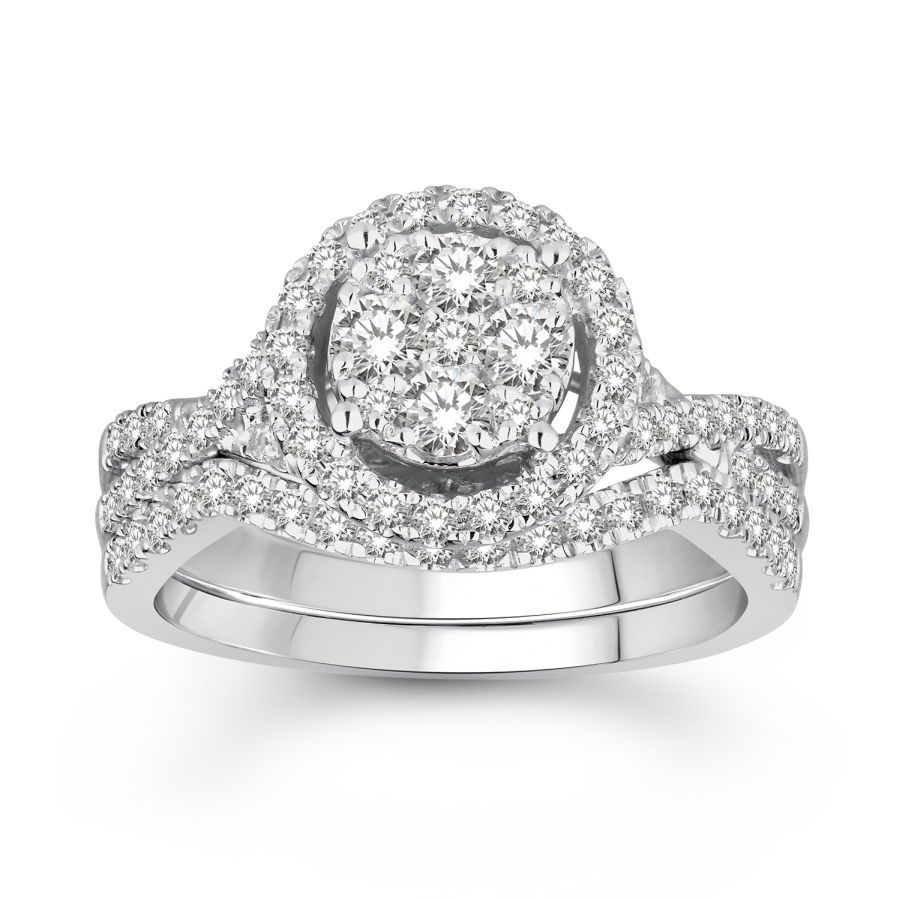 LADIES BRIDAL SET 1.00CT ROUND DIAMOND 14K WHITE GOLD 1 LADIES BRIDAL SET 1.00CT ROUND DIAMOND 14K WHITE GOLD - Image 1