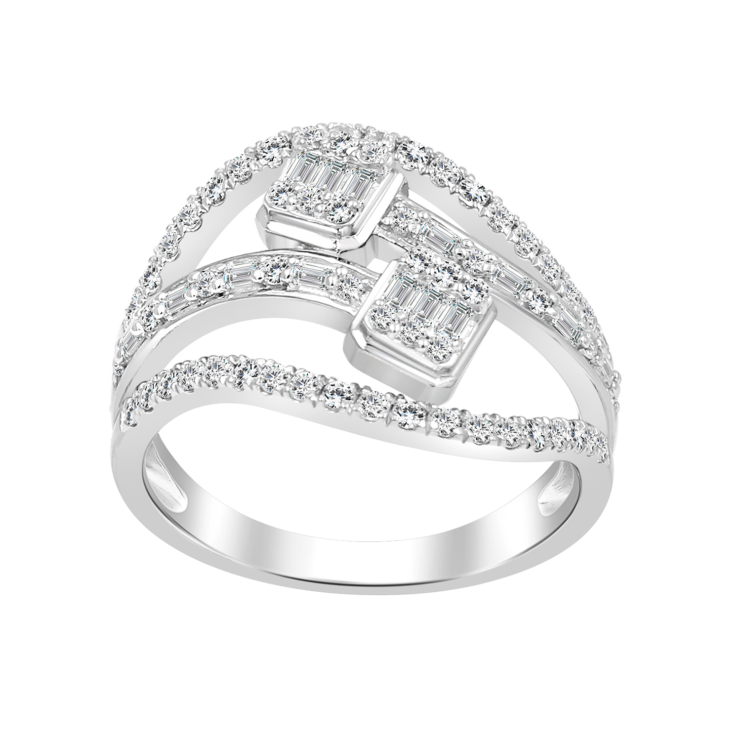 LADIES RING 0.75CT ROUND/BAGUETTE DIAMOND 14K WHITE GOLD 1 LADIES RING 0.75CT ROUND/BAGUETTE DIAMOND 14K WHITE GOLD - Image 1