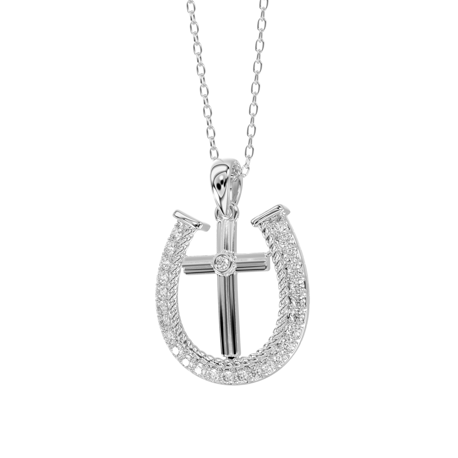 LADIES PENDANT 0.20CT ROUND DIAMOND 14K WHITE GOLD WITH CHAIN 1 LADIES PENDANT 0.20CT ROUND DIAMOND 14K WHITE GOLD WITH CHAIN - Image 1