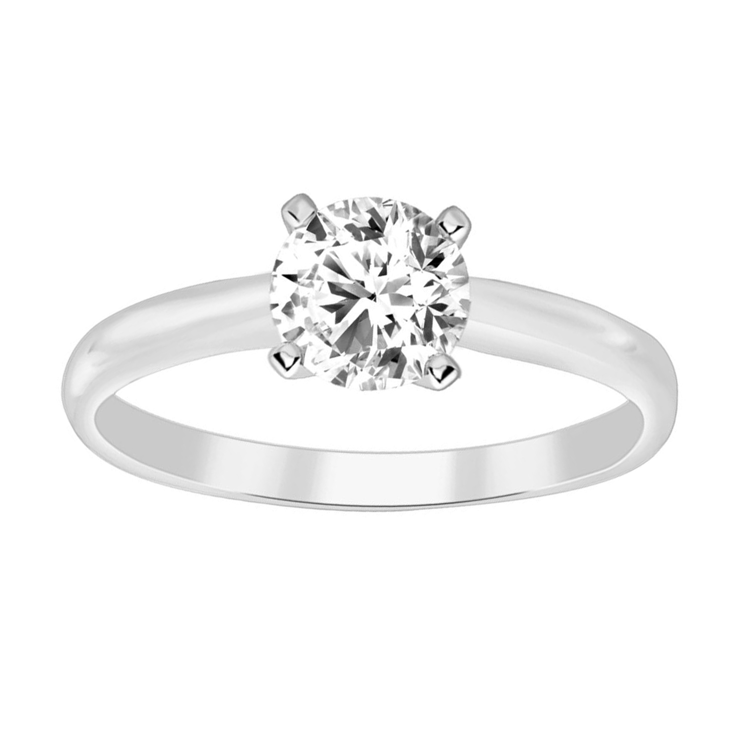 LADIES SOLITAIRE RING 0.15CT ROUND DIAMOND 14K WHITE GOLD 1 LADIES SOLITAIRE RING 0.15CT ROUND DIAMOND 14K WHITE GOLD - Image 1