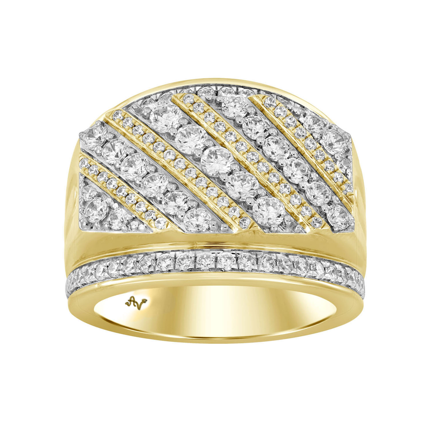MENS RING 2.00CT ROUND DIAMOND 10K YELLOW GOLD 1 MENS RING 2.00CT ROUND DIAMOND 10K YELLOW GOLD - Image 1